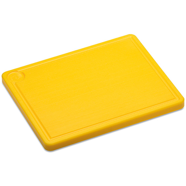 Planche à découper, en plastique jaune 265 x 325 x 20 mm, rainure