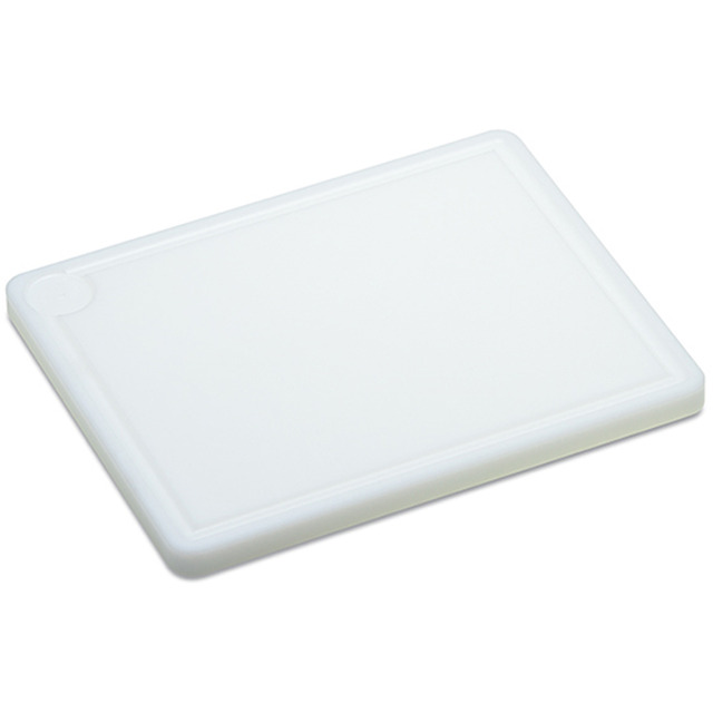 Planche à découper, en plastique blanc 265 x 325 x 20 mm, rainure