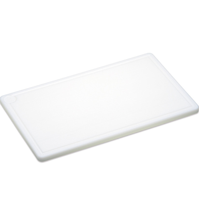 Planche à découper, en plastique, blanc 1/1 GN, 530 x 325 x 20 mm, rainure