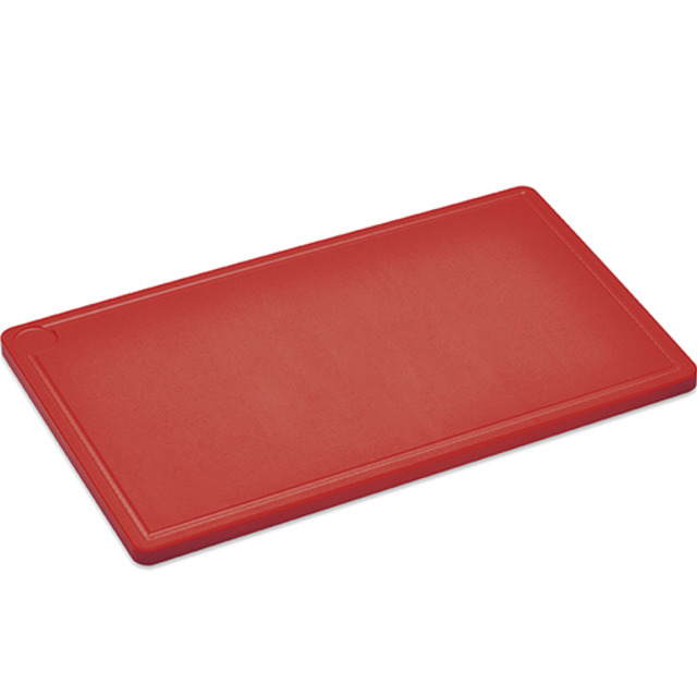 Planche à découper, en plastique, rouge 1/1 GN, 530 x 325 x 20 mm, rainure