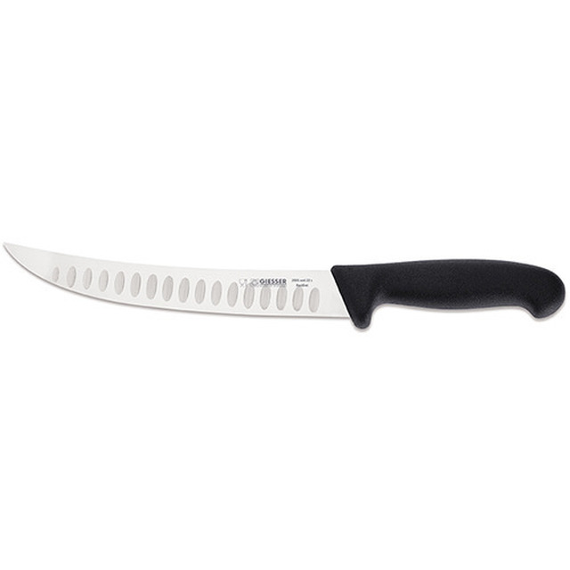 Couteau à découenner, noir 22 cm, relevé, alvéole