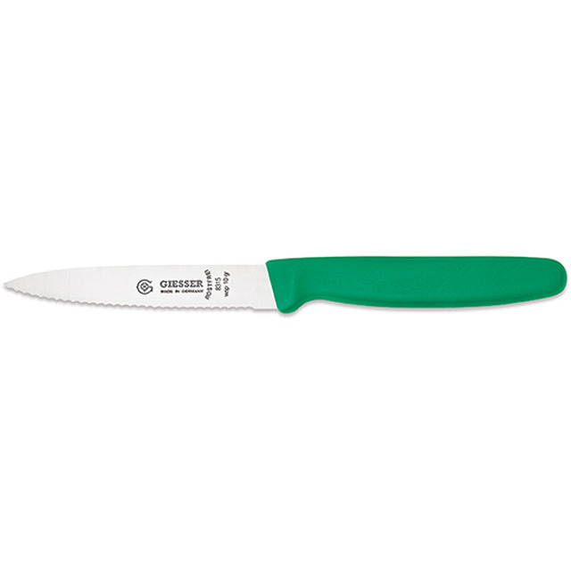 Pèle-legumes, vert 10 cm, une pointe, ondulé