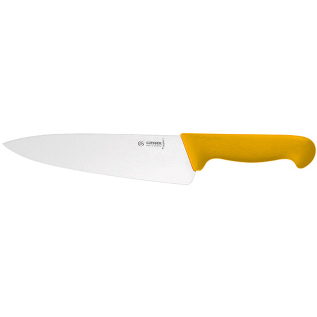 Couteau de cuisine, manche jaune 20 cm, lame large