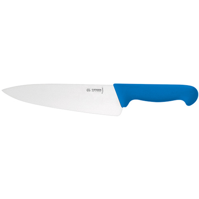 Couteau de cuisine, manche bleu 20 cm, lame large