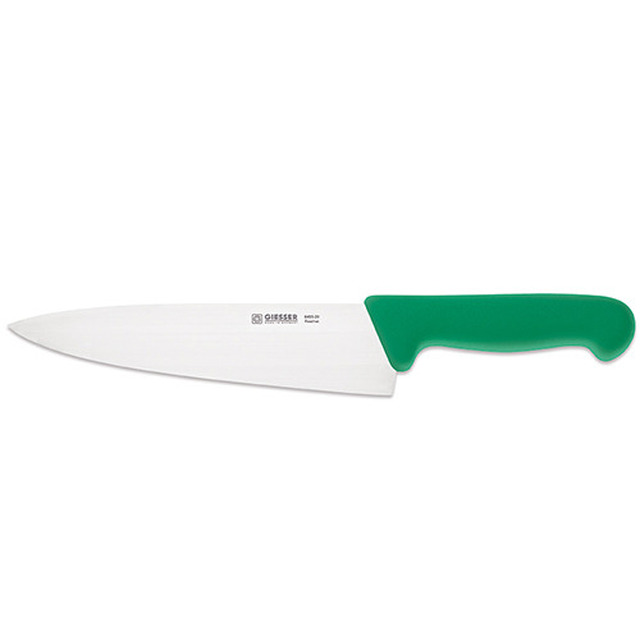 Couteau de cuisine, manche vert 20 cm, lame large