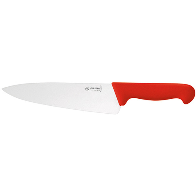 Couteau de cuisine, manche rouge 20 cm, lame large