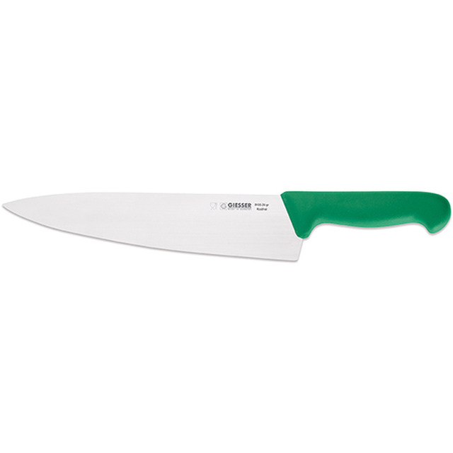 Couteau de cuisine, manche vert 31 cm, lame large