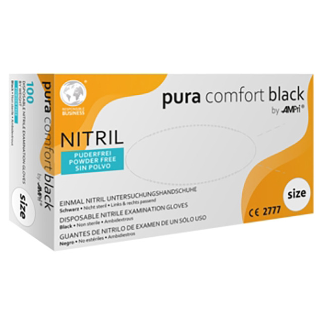 Gants nitril, 100 pcs. Gr. XL, noir, non pudré